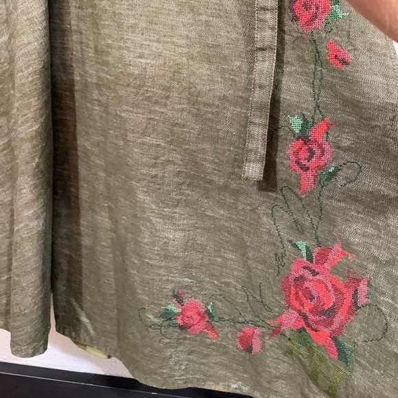 Pink House Japan Olive Wrap Floral Embroidered Maxi Skirt size L - Picture 4 of 15